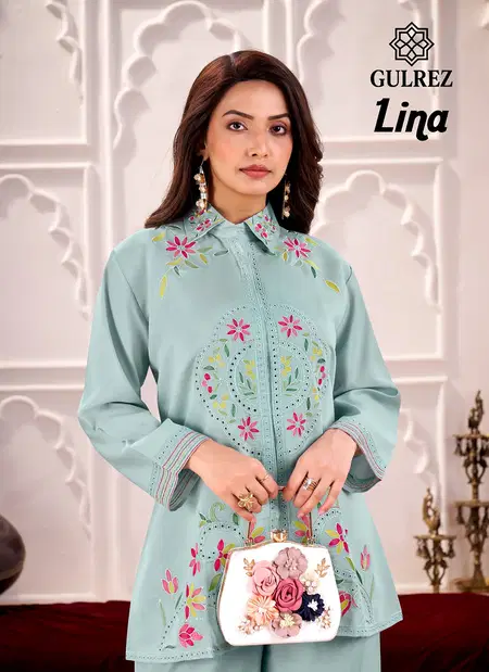 Lina By Gulrez Roman Silk Embroidery Kurti With Bottom Wholesale Online